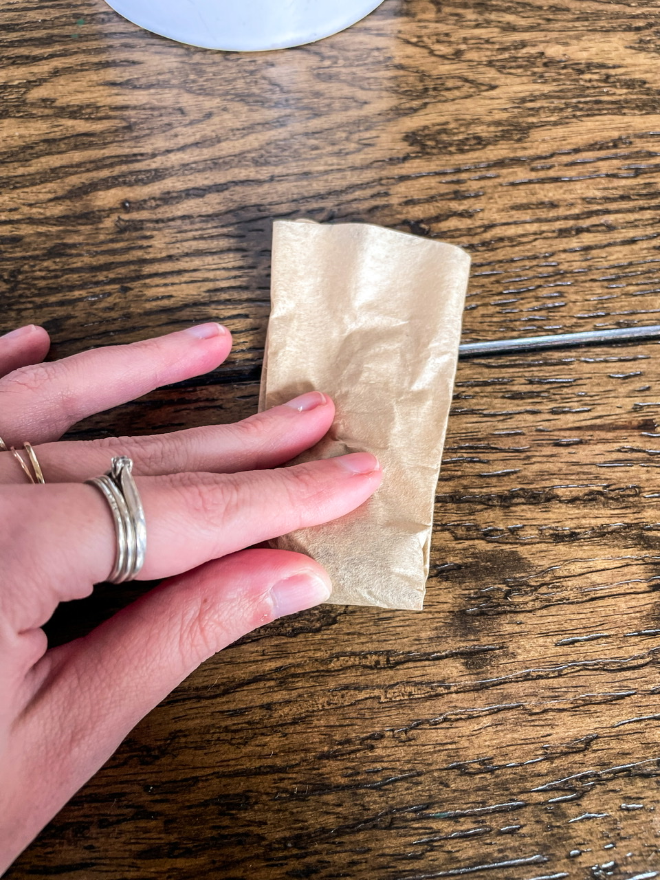 coffee filter being folded in half