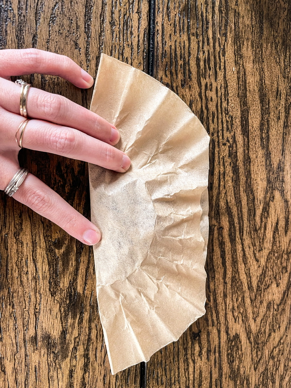 coffee filter being folded
