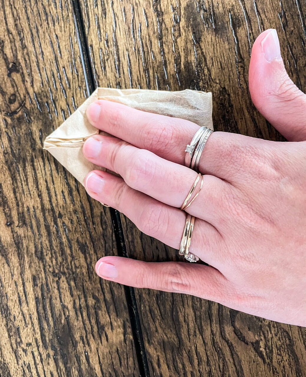 coffee filter being folded into a point