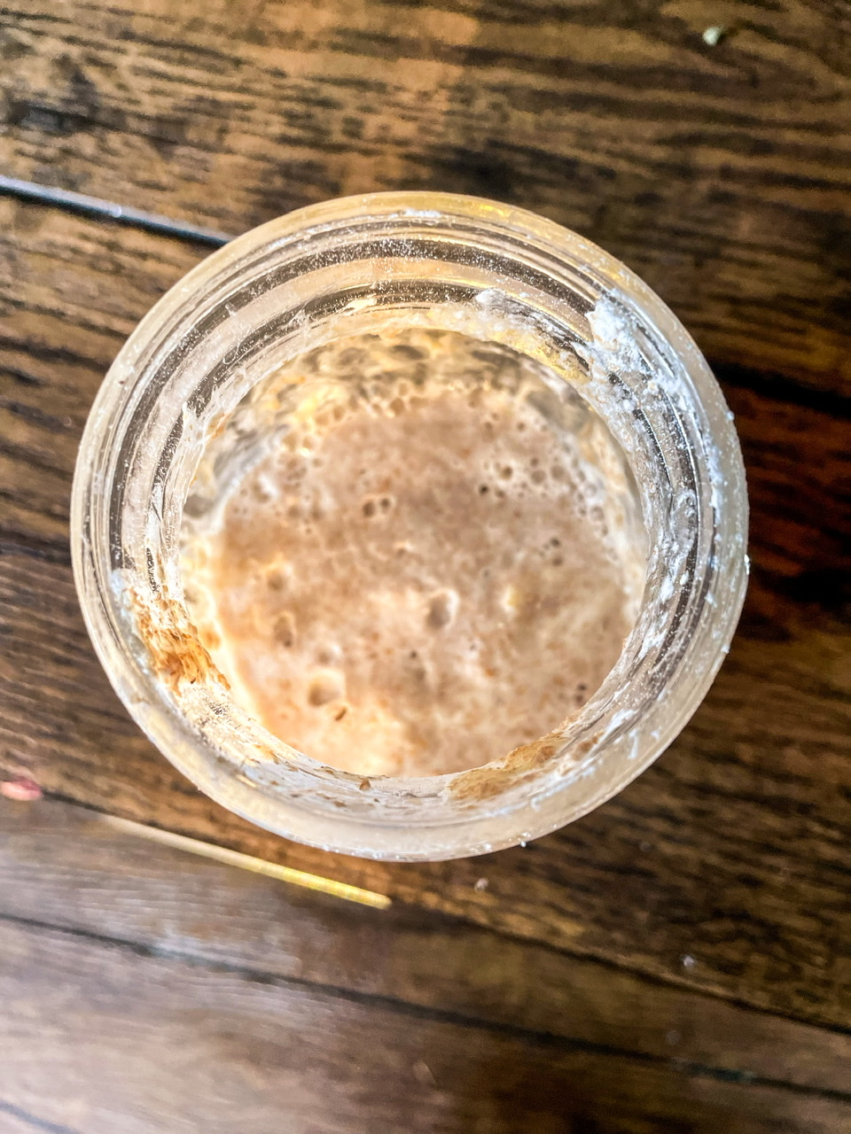 Sourdough starter with bubbles