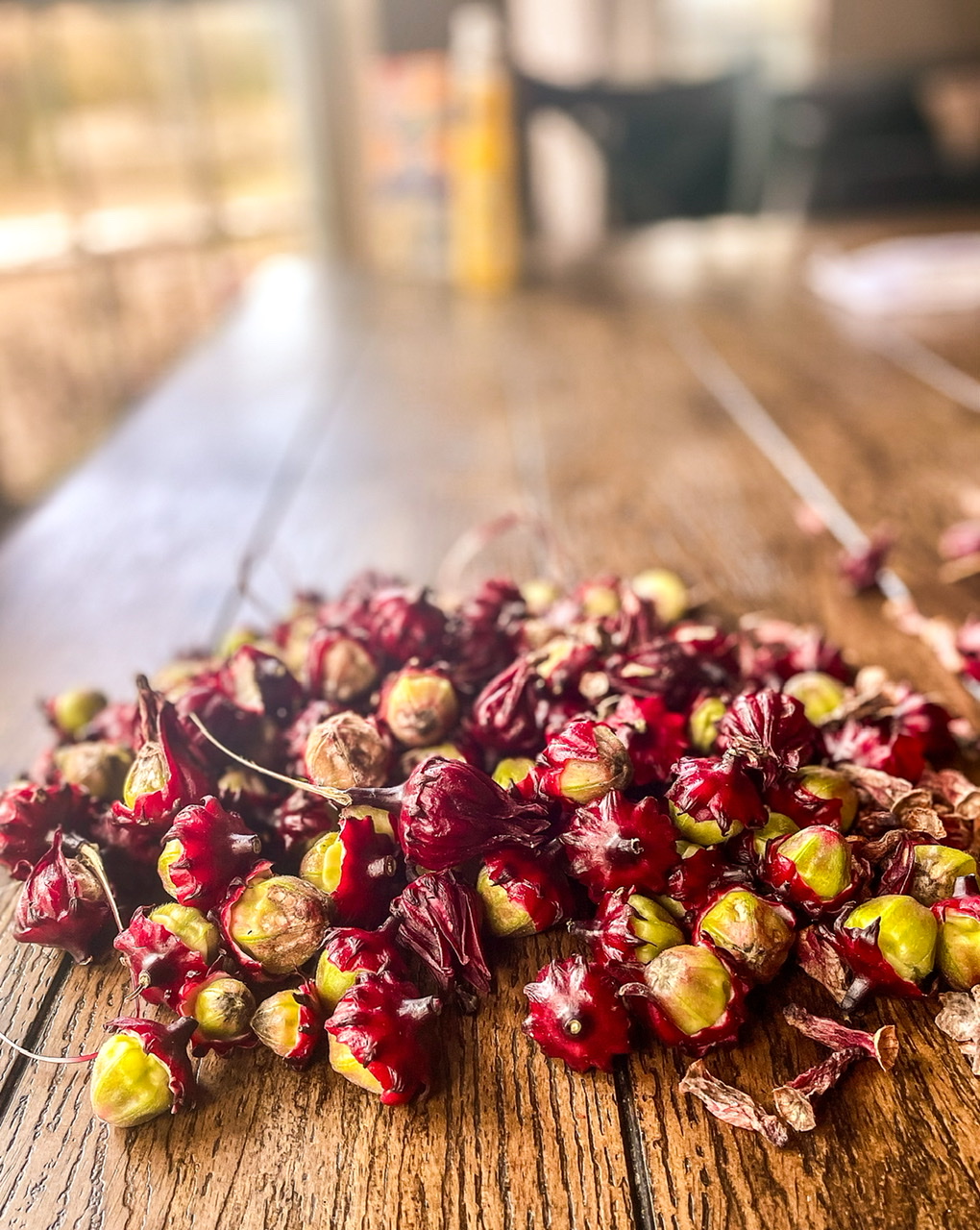 Discard pile of roselle